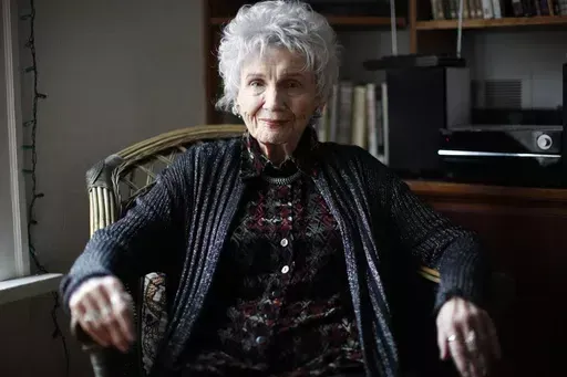 Canadian author Alice Munro is photographed during an interview in Victoria, B.C. Tuesday, Dec.10, 2013. Munro, the Canadian literary giant who became one of the world’s most esteemed contemporary authors and one of history's most honored short story writers, has died at age 92. (Chad Hipolito/The Canadian Press via AP, File)