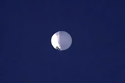 A high altitude balloon floats over Billings, Mont., Feb. 1, 2023. (Larry Mayer/The Billings Gazette via AP, File)