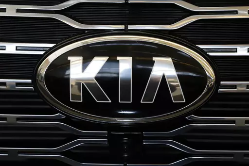 This is the front grill of a 2020 KIA Telluride on display at the 2020 Pittsburgh International Auto Show, Feb.13, 2020 in Pittsburgh. Kia is recalling more than 427,000 of its Telluride SUVs due to a defect that may cause the cars to roll away while they’re parked. According to documents published by the National Highway Traffic Safety Administration, the intermediate shaft and right front driveshaft of certain 2020-2024 Tellurides may not be fully engaged. (AP Photo/Gene J. Puskar. file)