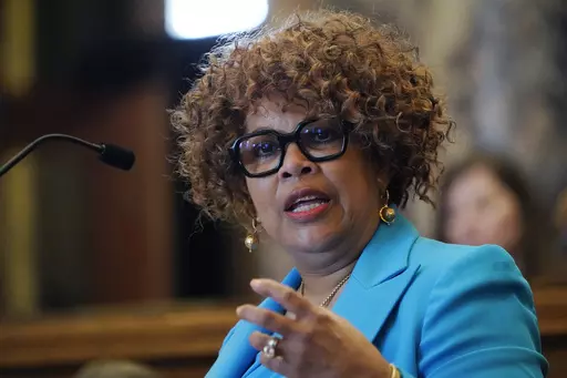 Mississippi Sen. Barbara Blackmon, D-Canton, speaks during a debate, March 7, 2023, at the Mississippi Capitol in Jackson, Miss. Blackmon originally qualified to seek reelection but dropped out of the race, clearing the way for her son, Bradford Blackmon, to win the state Senate seat in the Nov. 7 general election. (AP Photo/Rogelio V. Solis, File)