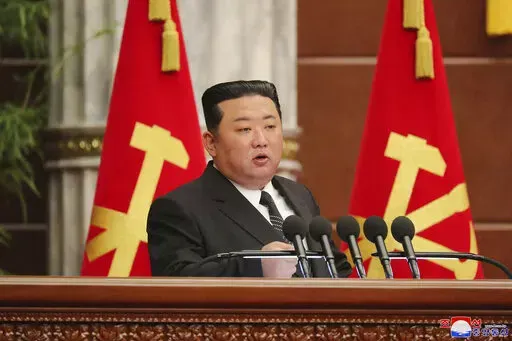 In this photo provided on Saturday, June 11, 2022 by the North Korean government, North Korean leader Kim Jong Un attends a plenary meeting of the ruling Workers’ Party’s Central Committee held during June 8 - June 10, 2022 in Pyongyang, North Korea. Independent journalists were not given access to cover the event depicted in this image distributed by the North Korean government. The content of this image is as provided and cannot be independently verified. Korean language watermark on image