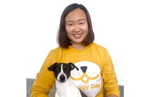 This photo shows Phoebe Yung with her dog, Moose on March 11, 2022, in New York. Moose is a seasoned traveler and her owner said key to staying at a loved one’s home with a dog is abiding by house rules. (Phoebe Yung via AP)