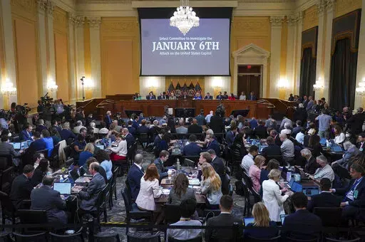 The House select committee investigating the Jan. 6 attack on the U.S. Capitol holds its first public hearing to reveal the findings of a year-long investigation, on Capitol Hill in Washington, Thursday, June 9, 2022.  (Jabin Botsford//The Washington Post via AP, Pool)