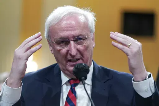 Jeffrey Rosen, former acting Attorney General, testifies as the House select committee investigating the Jan. 6 attack on the U.S. Capitol continues to reveal its findings of a year-long investigation, at the Capitol in Washington, Thursday, June 23, 2022. (AP Photo/Jacquelyn Martin)