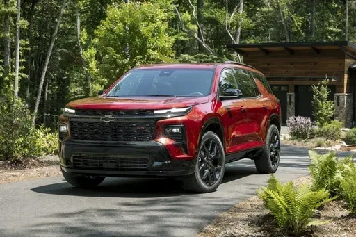 This photo provided by Chevrolet shows the 2025 Traverse. The Traverse got a redesign last year and is one of the roomiest three-row midsize SUVs you can buy. (General Motors via AP)