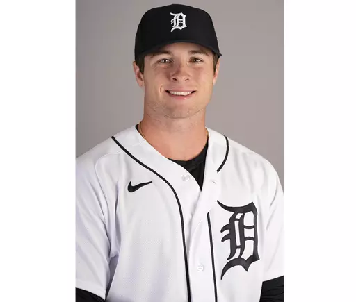 This is a 2023 photo of Colt Keith of the Detroit Tigers baseball team. This image reflects the Tigers active roster as of Friday, Feb. 24, 2023, when this image was taken in Lakeland, Fla. The Tigers made an unusual bet on a player with no major league experience, agreeing Sunday, Jan. 28, 2024 to a six-year contract with 22-year-old Colt Keith that guarantees the infield prospect $28,642,500. (AP Photo/David J. Phillip, file)