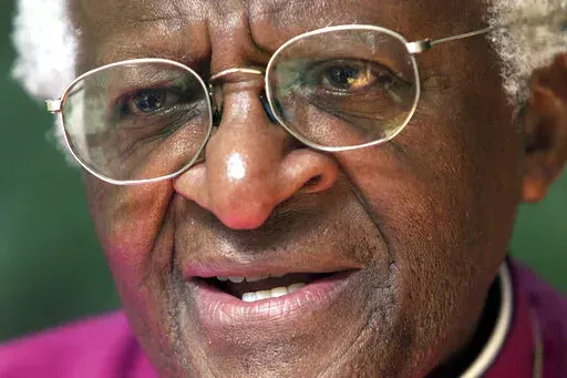 FILE - Anglican Archbishop Emeritus Desmond Tutu, speaks during an interview with the Associated Press in Pretoria, South Africa, Friday, March 21, 2003. Tutu, South Africa’s Nobel Peace Prize-winning activist for racial justice and LGBT rights and retired Anglican Archbishop of Cape Town, has died at the age of 90, South African President Cyril Ramaphosa has announced. (AP Photo/Themba Hadebe, File)