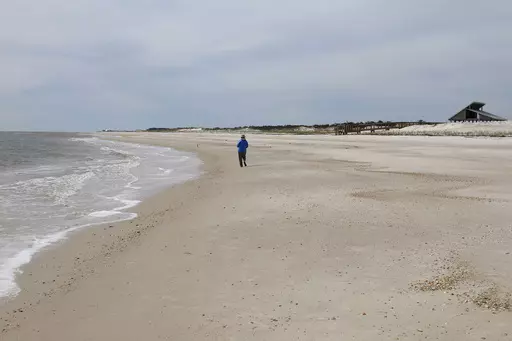 Miles of empty beach and billions of sea shells await a lone beachcomber at St. George Island State Park near Apalachicola in the Florida Panhandle, Feb. 5, 2007. The nine-mile (14-kilometer) stretch of Florida sugar-white sand in an unspoiled natural setting alongside the Gulf of Mexico is the nation's best beach for 2023, according to the annual ranking released Thursday, May 18, 2023, by the university professor known as “Dr. Beach.” (AP Photo/William Kronholm, File)