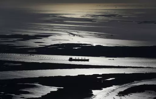 In this aerial photo, a cargo ship plies up the Mississippi River towards New Orleans in Plaquemines Parish, La., Tuesday, March 31, 2015. LSU and Tulane University are receiving a $22 million award from the National Academy of Sciences, Engineering and Medicine to lead a consortium seeking ways to save the ecologically fragile Lower Mississippi River Delta, the universities announced Wednesday, Nov. 1, 2023. (AP Photo/Gerald Herbert, File)