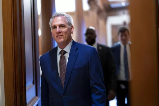 House Minority Leader Kevin McCarthy, R-Calif., walks to the chamber for final votes as the House wraps up its work for the week, at the Capitol in Washington, Dec. 2, 2022. (AP Photo/J. Scott Applewhite, File)