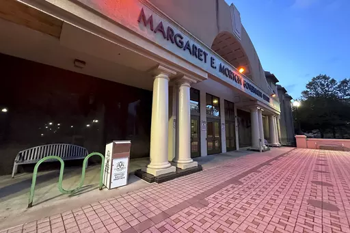 A ballot drop box sits outside the city government center, Thursday, Oct. 5, 2023, in Bridgeport, Conn. Ballot drop boxes have been a prime target for those pushing conspiracy theories that the 2020 presidential race was rigged and election results can't be trusted. While the narrative is false, Democrats in Connecticut's largest city are unwittingly fueling the claims as two candidates for mayor trade accusations that each side stuffed drop boxes with bogus ballots. (AP Photo/Julie Jacobson)