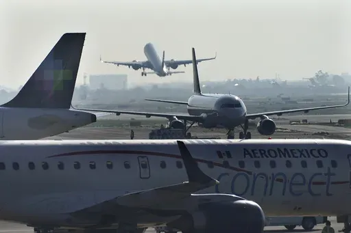 An AeroMexico plane taxis on the tarmac of the Benito Juarez International Airport in Mexico City, May 12, 2022. (AP Photo/Marco Ugarte, File)