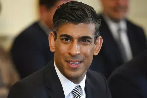 Britain's Chancellor of the Exchequer Rishi Sunak attends a cabinet meeting at 10 Downing Street, London, May 24, 2022. The contest to succeed British Prime Minister Boris Johnson has no single frontrunner but there are many prominent contenders. Sunak, the best-known of the Conservatives' potential leadership contenders, quit the government Tuesday, July 5. In a damning resignation letter, he wrote, “The public rightly expect government to be conducted properly, competently and seriously." (D