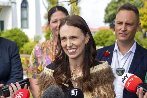 New Zealand Prime Minister Jacinda Ardern addresses the media in Ratana, New Zealand, Tuesday, Jan. 24, 2023. Ardern made her final public appearance as New Zealand's prime minister on Tuesday, saying the thing she would miss most was the people, because they had been the "joy of the job." (Mark Mitchell/New Zealand Herald via AP)