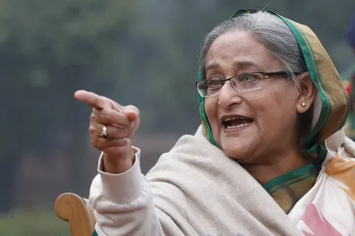 FILE- Bangladesh's Prime Minister Sheikh Hasina speaks during a press conference in Dhaka, Bangladesh, on Jan. 6, 2014. (AP Photo/Rajesh Kumar Singh, File)