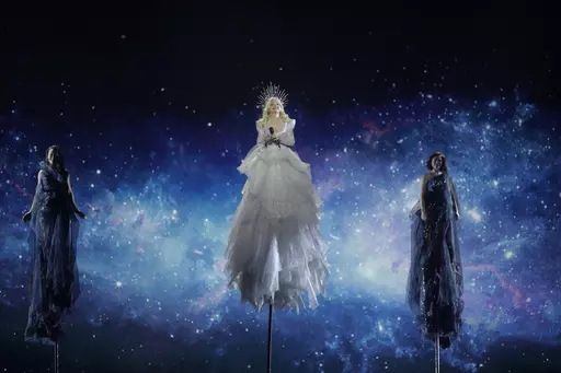 Kate Miller-Heidke of Australia performs during a rehearsal for the 2019 Eurovision Song Contest in Tel Aviv, Israel. Since 1956, the Eurovision Song Contest has provided catchy tunes, cheesy pop and bombastic anthems - but also some eye-catching fashion. (AP Photo/Sebastian Scheiner, File)