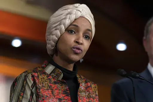 Rep. Ilhan Omar, D-Minn., speaks during a news conference on Capitol Hill in Washington, Jan. 25, 2023, in Washington. (AP Photo/Manuel Balce Ceneta, File)