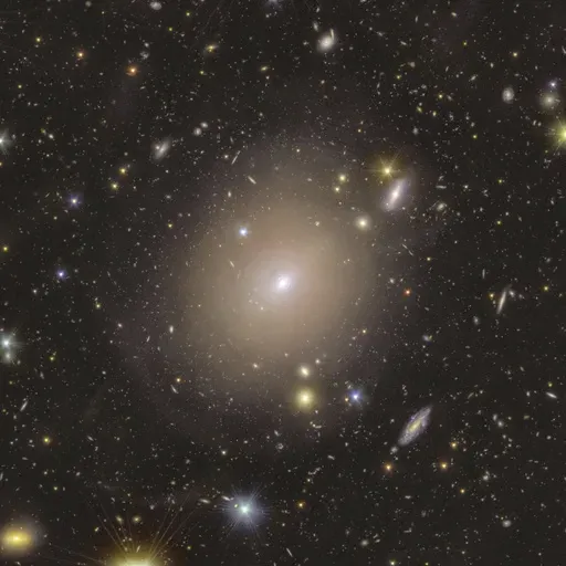 This photo provided by the European Space Agency shows a ring of light surrounding the center of the galaxy NGC 6505, captured by European Space Agency's Euclid telescope, an example of an Einstein ring. (European Space Agency via AP)