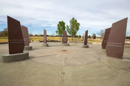 A memorial to honor the victims of the 2019 Walmart mass shooting, is pictured on Tuesday, March 25, 2025, in El Paso, Texas. (AP Photo/Andres Leighton)