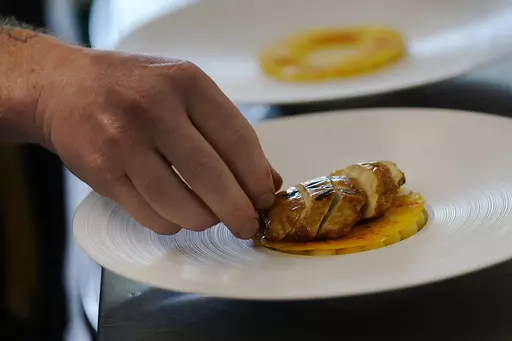 Chef Zach Tyndall prepares Good Meat's cultivated chicken at the Eat Just office in Alameda, Calif., Wednesday, June 14, 2023. The U.S. government is allowing the sale of chicken made from animal cells. California companies Upside Foods and Good Meat were granted permission on Wednesday, June 21, 2023 to sell their products by the Agriculture Department. Proponents say this “cultivated meat” is better for animals and the environment because livestock doesn’t need to be raised and killed to