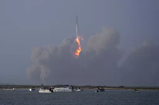 SpaceX's Starship launches from Starbase in Boca Chica, Texas, Thursday, April 20, 2023. (AP Photo/Eric Gay)