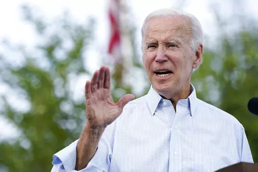President Joe Biden speaks at a United Steelworkers of America Local Union 2227 event in West Mifflin, Pa., Monday, Sept. 5, 2022, to honor workers on Labor Day. (AP Photo/Susan Walsh)