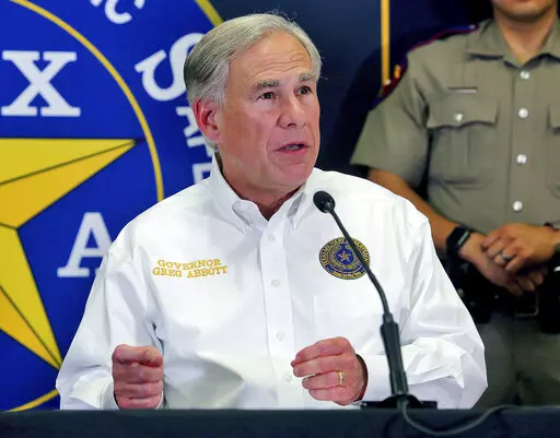 Texas Gov. Greg Abbott speaks during a news conference April 6, 2022, in Weslaco, Texas. Forty years after the U.S. Supreme Court upheld the right to a public education for all students regardless of legal status, Abbott says that decision is a longstanding precedent worth challenging. The Republican is raising the idea of Texas mounting a renewed challenge over school funding for children living in the U.S. without legal authorization. (Joel Martinez/The Monitor via AP, File)