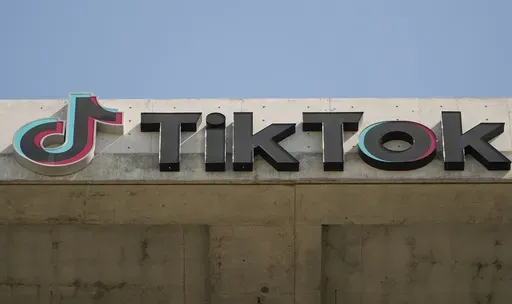 A TikTok sign is displayed on their building in Culver City, Calif., March 11, 2024. (AP Photo/Damian Dovarganes, File)