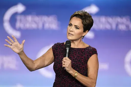 Kari Lake, Republican candidate for Senate in Arizona, speaks to supporters at a campaign event, Sept. 4, 2024, in Mesa, Ariz. (AP Photo/Ross D. Franklin, File)