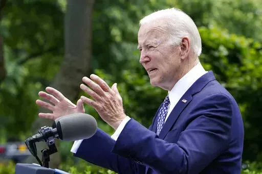 President Joe Biden speaks in the Rose Garden of the White House in Washington, Tuesday, May 17, 2022. Biden's six-day trip to South Korea and Japan aims to build rapport with the Asian nations’ leaders. Biden will also be trying to send an unmistakable message to China that Russia’s faltering invasion of Ukraine should give Beijing pause about its own saber-rattling in the Pacific. Biden departs Thursday and is set to meet newly elected South Korean President Yoon Suk Yeol and Japanese Prim
