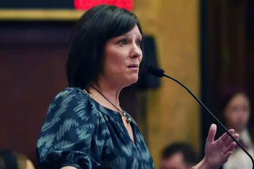 House Public Health and Human Services Vice Chairman Missy McGee, R-Hattiesburg, responds to a member's question after the body voted in favor of a bill that would provide women with a full year of Medicaid coverage after giving birth, Tuesday, March 7, 2023, at the Mississippi Capitol in Jackson. With that vote, the Mississippi Legislature awarded final passage to the bill. (AP Photo/Rogelio V. Solis)