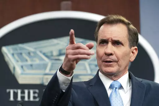 Pentagon spokesman John Kirby speaks during a briefing at the Pentagon in Washington, Friday, May 6, 2022. (AP Photo/Manuel Balce Ceneta)