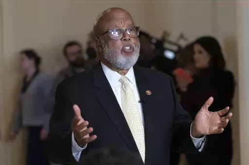 Committee chairman Rep. Bennie Thompson, D-Miss., talks to reporters as he leaves after the House select committee investigating the Jan. 6 attack on the U.S. Capitol final meeting on Capitol Hill in Washington, Monday, Dec. 19, 2022. Two influential members of the U.S. House of Representatives from Mississippi — Democratic Rep. Bennie Thompson and Republican Rep. Michael Guest — confirmed to The Associated Press that they will run for reelection as a state qualifying period began Tuesday fo