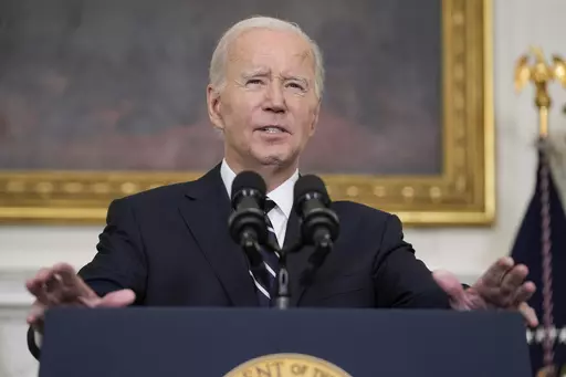 President Joe Biden speaks in the State Dining Room of the White House, Oct. 7, 2023, in Washington. Ethical concerns are casting a shadow over Biden as he seeks reelection amid ongoing investigations into his son Hunter Biden and a presidential impeachment inquiry. A new poll shows that 35% of U.S. adults believe the president himself has done something illegal. (AP Photo/Manuel Balce Ceneta, File)