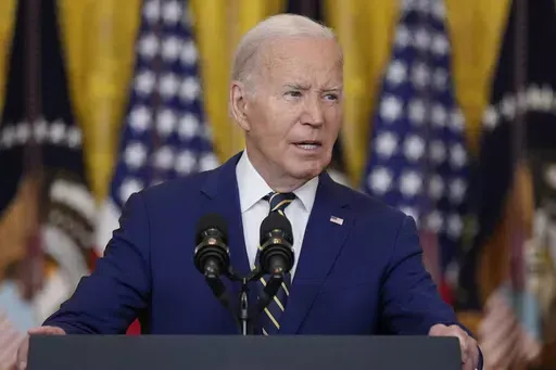 President Joe Biden speaks about an executive order in the East Room at the White House in Washington, Tuesday, June 4, 2024. Biden unveiled plans to enact immediate significant restrictions on migrants seeking asylum at the U.S.-Mexico border as the White House tries to neutralize immigration as a political liability ahead of the November elections. (AP Photo/Manuel Balce Ceneta)