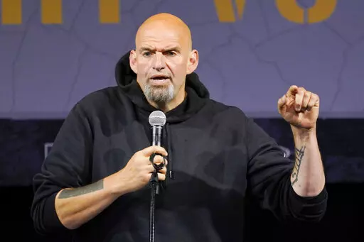 Pennsylvania Lt. Gov. John Fetterman, the Democratic nominee for the state's U.S. Senate seat, speaks during a rally in Erie, Pa., Aug. 12, 2022. Fetterman has made abortion rights a prominent theme in the suburbs to invigorate female voters after the U.S. Supreme Court overturned Roe v. Wade in June. (AP Photo/Gene J. Puskar, File)