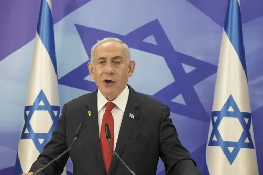 Israeli Prime Minister Benjamin Netanyahu speaks during a press conference in Jerusalem, Dec. 9, 2024. (AP Photo/Maya Alleruzzo, Pool, File)
